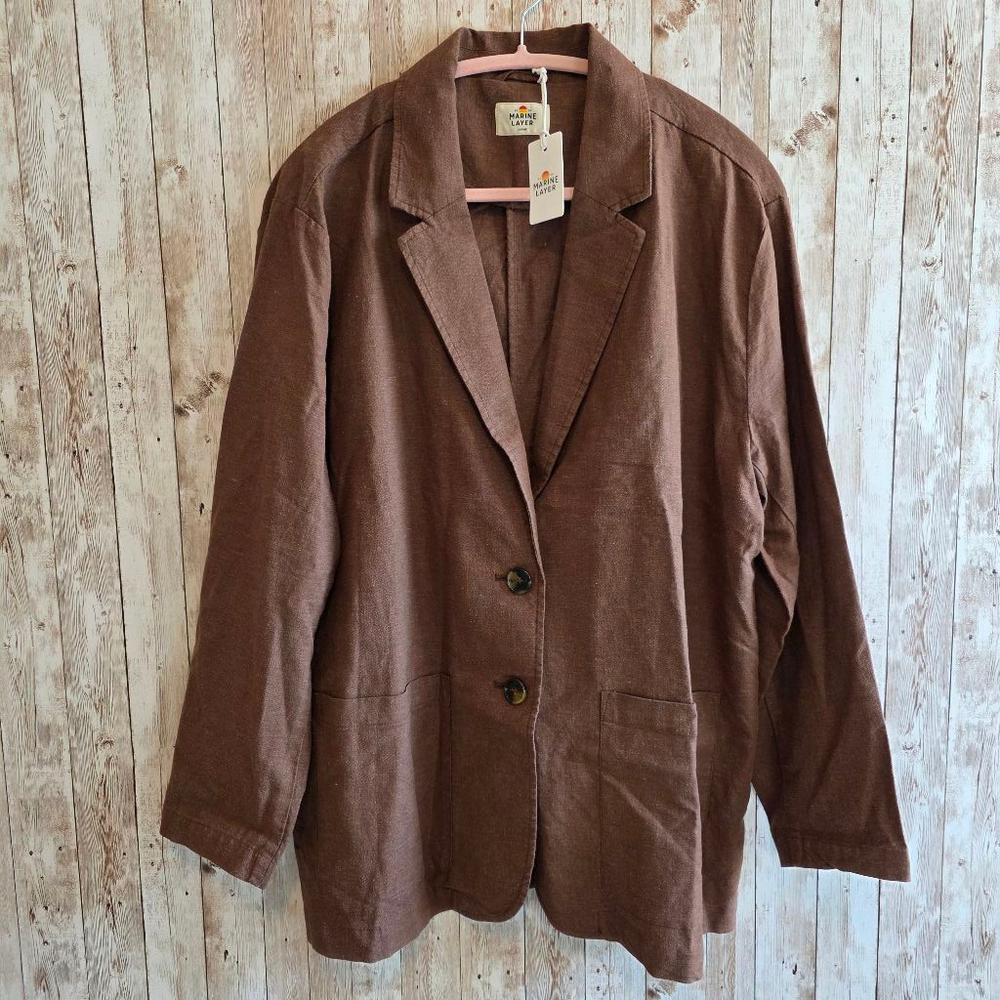 Women's Marine Layer Brown Blazer Size L - Picture 2 of 9